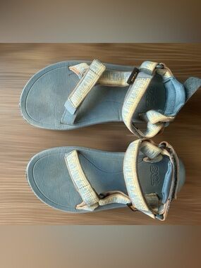 Teva Pastel Strappy Sandal in Light Blue and Beige-Tone Stripes